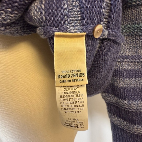 L.L.Bean Cardigan Cotton Blue Gray Ombré Textured Knit Women’s Size Large Petite - Picture 8 of 10